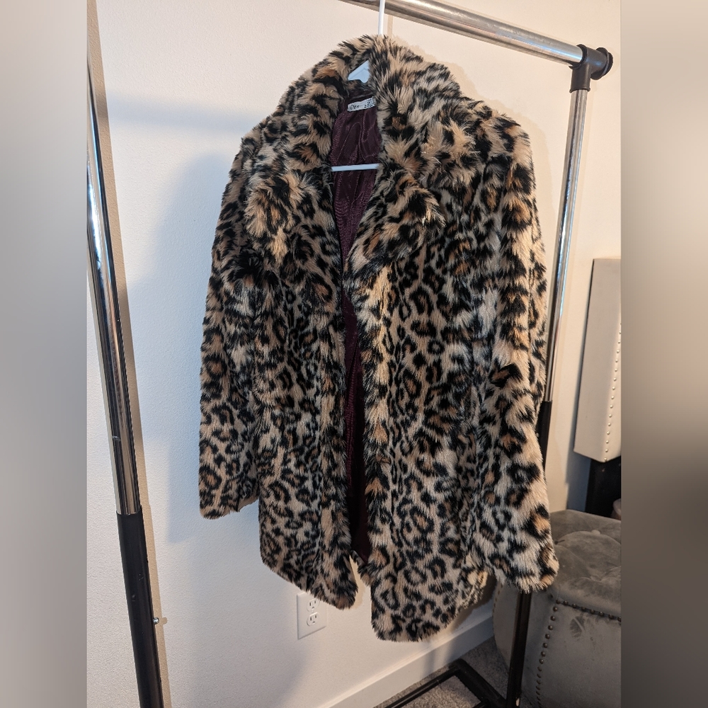 FAUX Leopard Fur Coat
